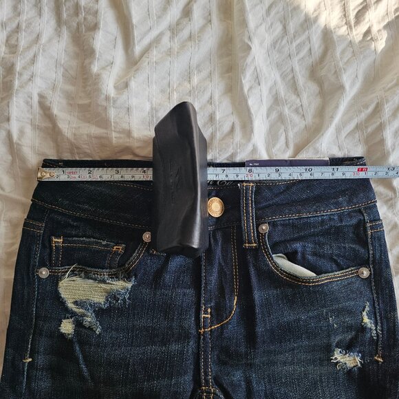 American Eagle Low Rise Patchwork Skinny Jeans - 2012 - Dark Wash - Sz 00 Reg - Picture 15 of 16